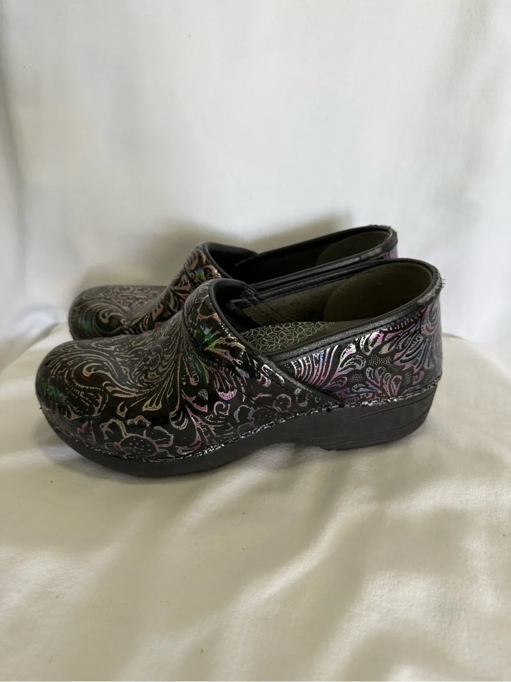 Women’s dansko XP 2.0 Slip-On Clog with Floral Metallic Pattern - Black